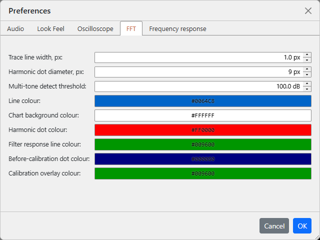 Preferences - FFT tab
